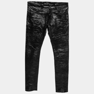Saint Laurent Black Vinyl Faux Leather Trousers M