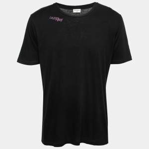 Saint Laurent Black Cotton Lover Boy Print Short Sleeve T-Shirt M