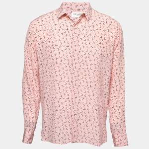 Saint Laurent Pink Star Printed Silk Shirt L
