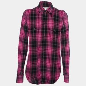 Saint Laurent Paris Pink Checked Linen Flannel Shirt S