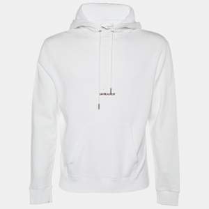 Saint Laurent White Cotton Knit Hoodie XS