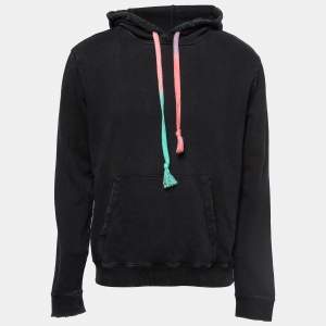 Saint Laurent Paris Dark Grey Cotton Raw Trimmed Hoodie L
