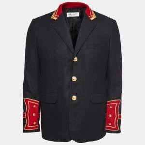 Saint Laurent Black Wool Officer Style Jacket S