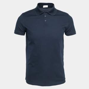 Saint Laurent Paris Navy Blue Cotton Logo Embroidered Polo T-Shirt M