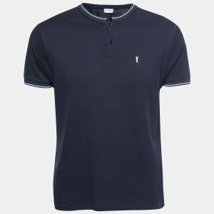 Saint Laurent Navy Blue Cotton Pique Polo T-Shirt XL