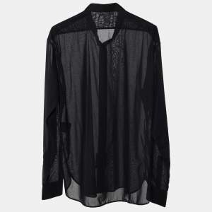 Saint Laurent Paris Black Cotton Button Front Shirt L