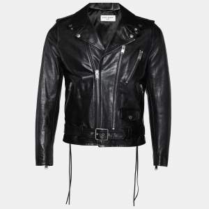 Saint Laurent Black Leather Biker Jacket M