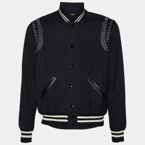 Saint Laurent Black Wool Stud Detail Button Front Jacket M