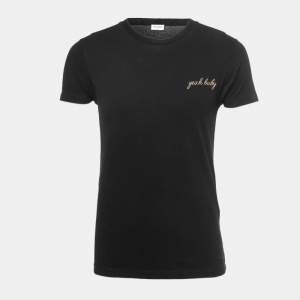Saint Laurent Black Cotton Yeah Baby Embroidered T-Shirt XS