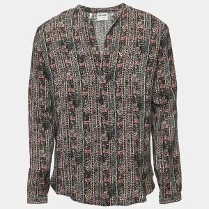 Saint Laurent Multicolor Print Silk Button Front Full Sleeve Shirt S