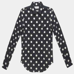 Saint Laurent Polka Dots Cotton Slim Western Shirt XS
