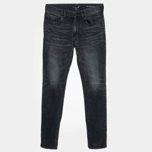 Saint Laurent Paris Black Denim Distressed Skinny Jeans S/Waist 31"