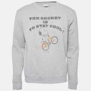 Saint Laurent Paris Grey Peanuts Print Cotton Sweatshirt M 