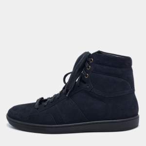 Saint Laurent Paris Blue Suede High Top Sneakers Size 43
