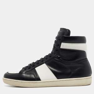 Saint Laurent Black/White Leather Court Classic High Top Sneakers Size 43