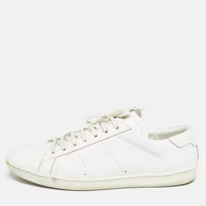 Saint Laurent White Leather Lace Up Sneakers 45