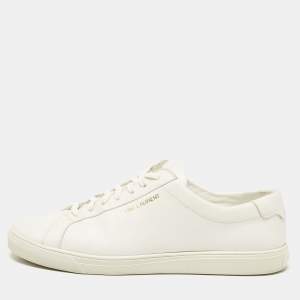 Saint Laurent White Leather Andy Sneakers Size 44