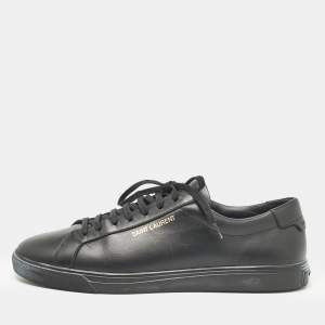 Saint Laurent Black Leather Andy Lace Up Sneakers Size 43.5
