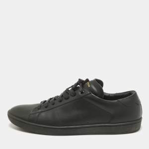 Saint Laurent Black Leather Court Classic Lace Up Sneakers Size 46