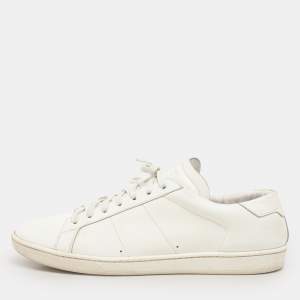 Saint Laurent White Leather Low Top Sneakers Size 46