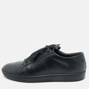 Saint Laurent  Black Leather Court Classic Lips Low Top Sneakers Size 40