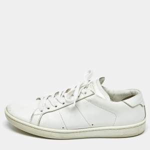 Saint Laurent White Leather Lace Up Sneakers Size 40