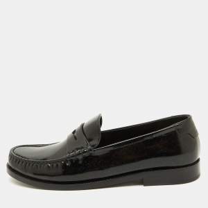 Saint Laurent Black Brushed Leather Le Penny Loafers Size 40