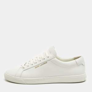 Pre Owned Saint Laurent White Leather Andy Lace Up Sneakers Size 41