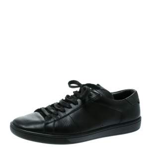 Saint Laurent Paris Black Leather Low Top Sneakers Size 41
