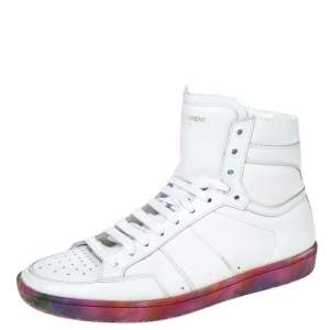 حذاء رياضي سان لوران باريس مرتفع من أعلى SL/01H كلاسيك كورت جلد أبيض مقاس 40