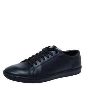 Saint Laurent Paris Black Leather Low Top Sneakers Size 42