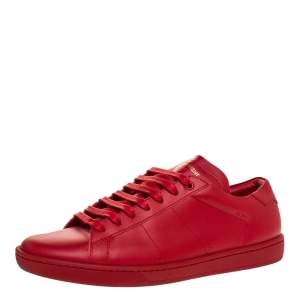 Saint Laurent Red Leather Andy Low Top Sneakers Size 41