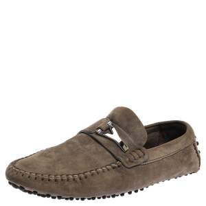Saint Laurent Paris Tan Green Suede Loafers Size 41