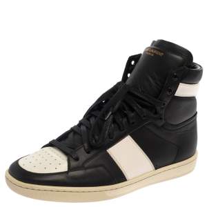  Saint Laurent White Leather Court Classic High Top Sneakers Size 41