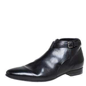 Saint Laurent  Black Leather Army Boots Size 41.5