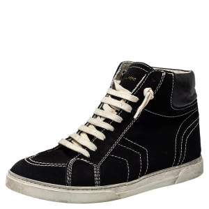 Saint Laurent Black Suede And Leather High Top Sneakers Size 42