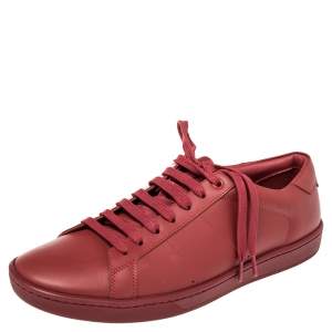 Saint Laurent Red Leather SL/01 Low Top Sneakers Size 42