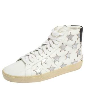 Saint Laurent White Leather California High Top Sneakers Size 42