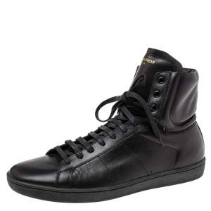Saint Laurent Black Leather High-Top Sneakers Size 43