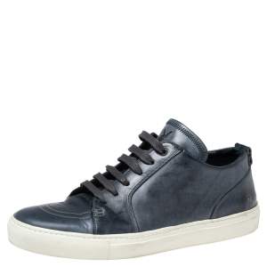 Saint Laurent Navy Blue Leather Low-Top Sneakers Size 42