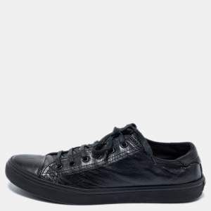 Saint Laurent Paris Black leather Cap Toe Low Top Sneakers Size 41 