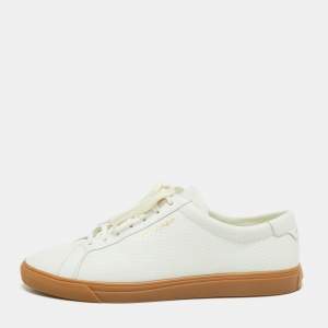 Saint Laurent White Perforated Leather Court Classic Low-Top Sneakers Size 43.5