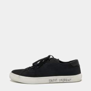 Saint Laurent Black Canvas And Leather Malibu Low Top Sneakers Size 44
