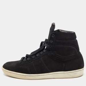 Saint Laurent Black Suede High Top Sneakers Size 42