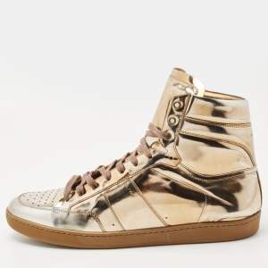 Saint Laurent Gold Leather High Top Sneaker Size 50
