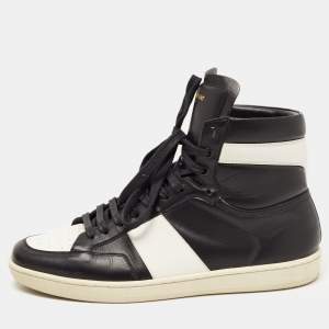 Saint Laurent Black/White Leather Court Classic High Top Sneakers Size 43