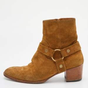  Saint Laurent Tan Suede Ankle Length Boots Size 42