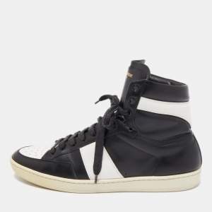 Saint Laurent Black/White Leather Court Classic High Top Sneakers Size 43
