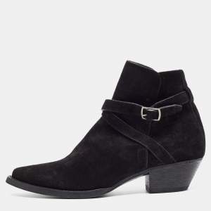 Saint Laurent Black Suede Ankle Boots Size 43.5