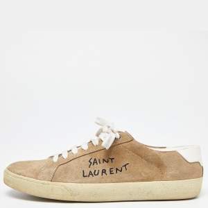 Saint Laurent Brown Suede Court Classic Logo Sneakers Size 39